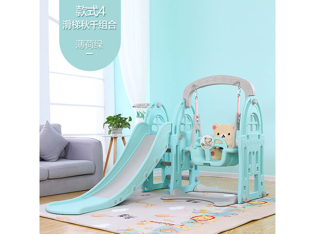 Best Quality 5-in-1 Plastic Combination with Swing/Slide/Rocking Horse/Music Player/Basketball Stands Outdoor and Indoor Playground Equipment