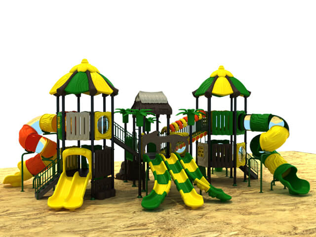 Outdoor Kids Spiral Tube Slide And Swing Set Playground